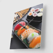 Sushi en rollen vierkante klok (Hoek)