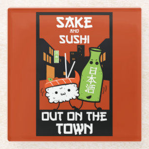 Sushi en Sake Foodies Napkin Glazen Onderzetter