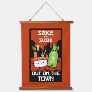 Sushi en Sake Foodies Napkin Hangend Wandkleed