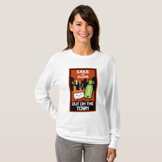 Sushi en Sake Foodies T-Shirt (Voorkant volledig)