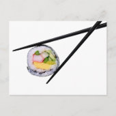 Sushi en zwarte stokjes sushi, chopsticks, ric briefkaart (Voorkant)