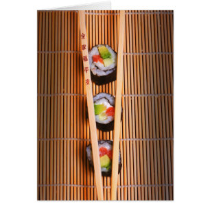 Sushi et baguettes en bois