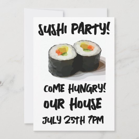 SUSHI FEEST! Aangepaste uitnodigingen (Voorkant)