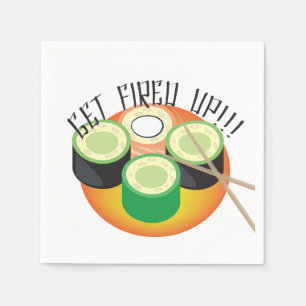 Sushi Feest Hibachi Komkommer Eetstokjes Patroon Servet