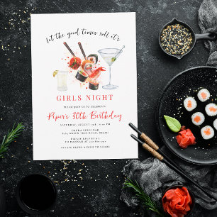 Sushi Feest Leuk Tijd Meisjes Avond Feest Kaart