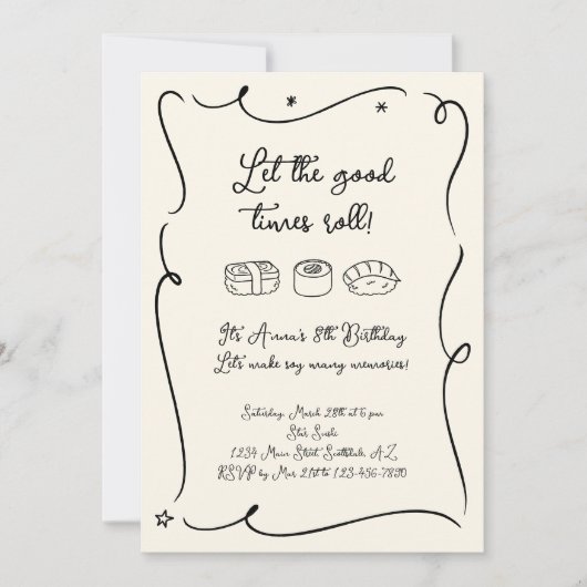 Sushi-feest uitnodiging (Voorkant)