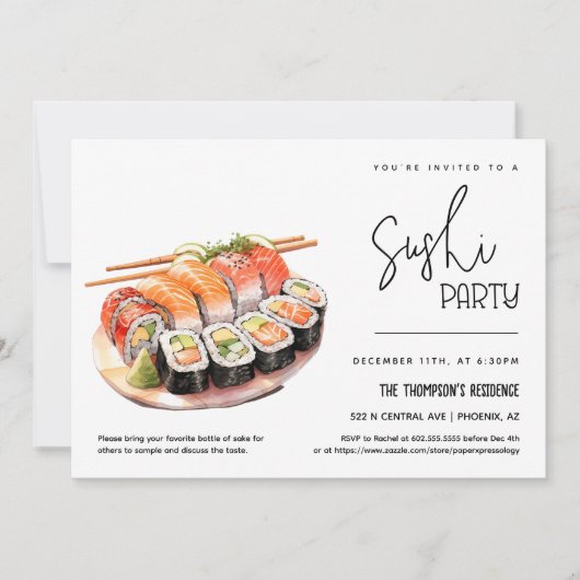 Sushi Feestje Elke Gelegenheid Feestje Sushi Avond Kaart (Voorkant)