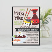 Sushi Feestje Kawaii Uitnodiging (Staand voorkant)