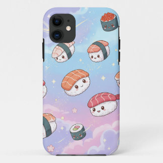 Sushi Flying in Pastel Galaxy Sky iPhone 11 Hoesje
