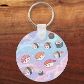 Sushi Flying in Pastel Galaxy Sky Sleutelhanger (Voorkant)