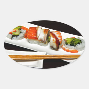Sushi Food Restaurant Eat Exotic Means Fast Food Ovale Sticker