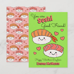 Sushi Friendship Kinder Classroom Valentijnen Kaar Bedankkaart