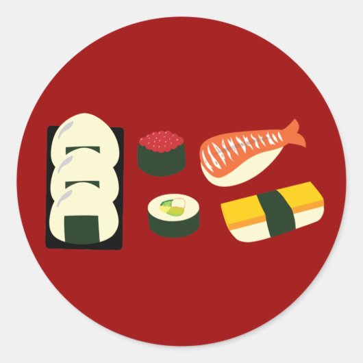 Sushi Fun Ronde Sticker (Voorkant)