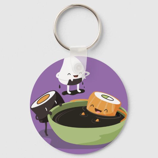 Sushi geniet van badtijd grappig sleutelhanger (Voorkant)
