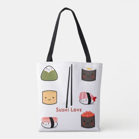 Sushi houden van winkelen canvas tas (Achterkant)