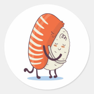 Sushi Hug Cute Kawaii Japans Ronde Sticker