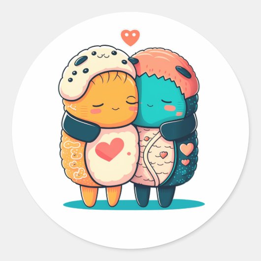 Sushi Hug Kawaii Sushi Lover Japans Sushi Ronde Sticker (Voorkant)