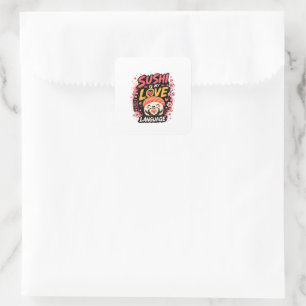 Sushi Is Mijn Liefdestaal –Schattige Kawaii Sushi Vierkante Sticker