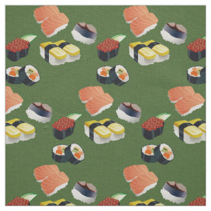 sushi japan food green fabric stof