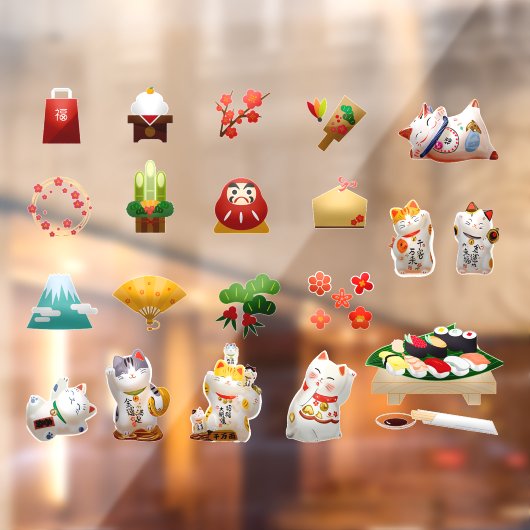 Sushi Japans Eetrestaurant Zakelijk  Raamsticker (Vel 2)