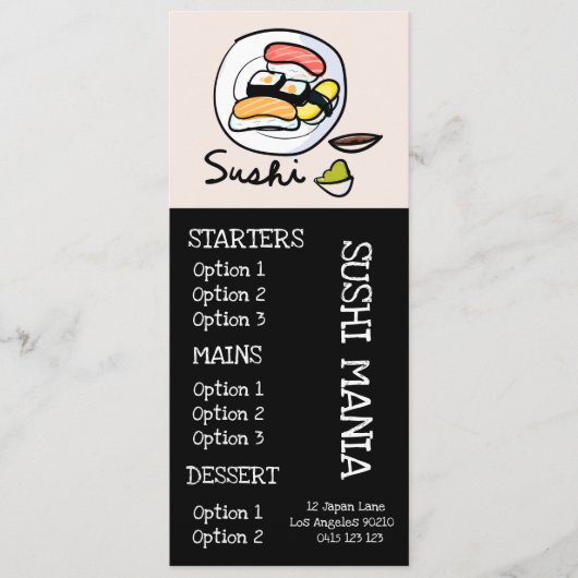 Sushi Japans restaurant dinermenu Menu (Voorkant)