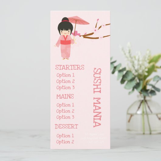 Sushi Japans restaurant schattig dinermenu Menu (Staand voorkant)