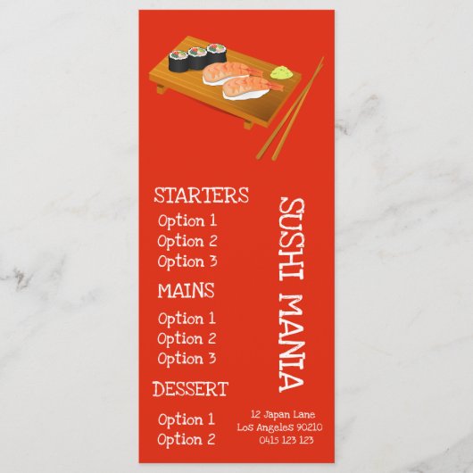 Sushi Japans restaurant sushi menu (Voorkant)