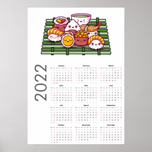 Sushi-kalender 2022 Poster (Voorkant)