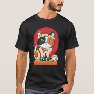 Sushi Kat Tekenfilm Voedsel Huisdier Vis T-shirt