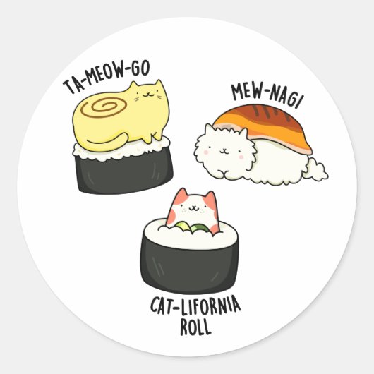 Sushi Katten Grappig Sushi Pun Ronde Sticker (Voorkant)