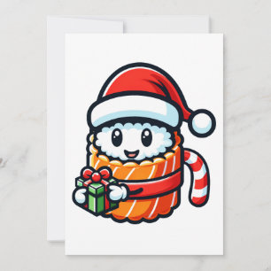 Sushi Kerstman - Feestelijke rol met cadeau Feestdagenkaart