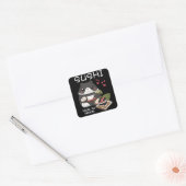Sushi knuffel in hand vierkante sticker (Envelop)