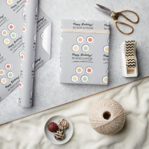 Sushi liefhebber gepersonaliseerd verjaardags inpa cadeaupapier