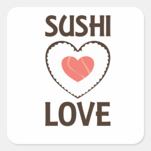 Sushi Love Heart Rice Salmon Favorite Vierkante Sticker