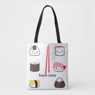 Sushi love shopping canvas tas