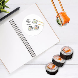 Sushi maakt me blij dat Sushi Rolls tekent Ronde Sticker
