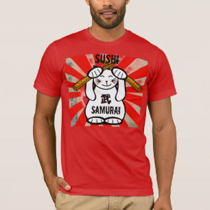 Sushi Maneki Neko Samurai T-shirt