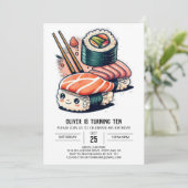 Sushi Nacht Verjaardag met Eigen Sushi Maken Kaart (Staand voorkant)