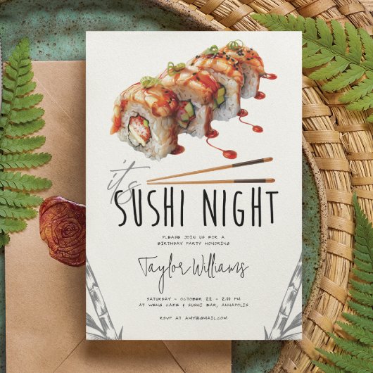 Sushi nacht volwassen verjaardagsfeestje kaart