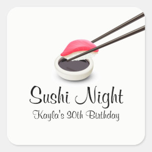 Sushi Night Party Vierkante Sticker