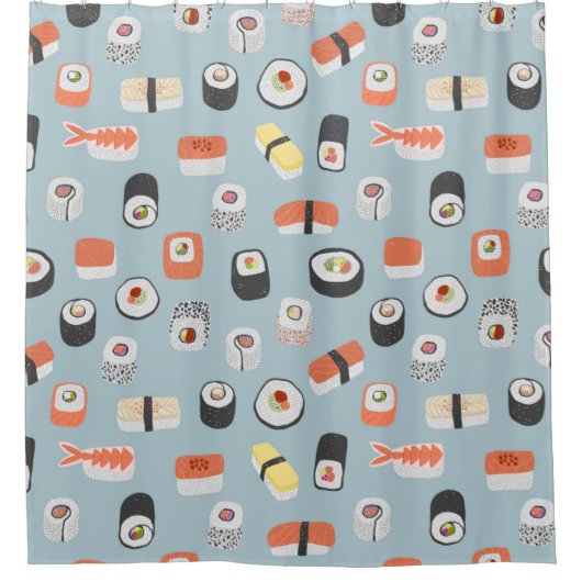 Sushi Nigiri Maki Roll Pattern Douchegordijn (Voorkant)
