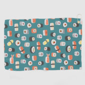 Sushi Nigiri Maki Roll Pattern Green Golfhanddoek (Horizontaal)