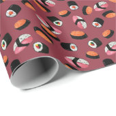 Sushi Onigiri Rolls: Naadloze illustratie Cadeaupapier (Rol Hoek)