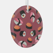 Sushi Onigiri Rolls: Naadloze illustratie Glas Ornament (Voorkant Rechts)