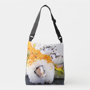 Sushi op een bord crossbody tas
