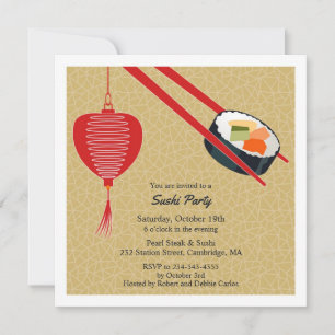 Sushi Party Flat Invitation Kaart