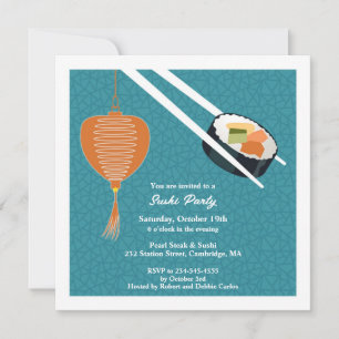 Sushi Party Flat Invitation Kaart