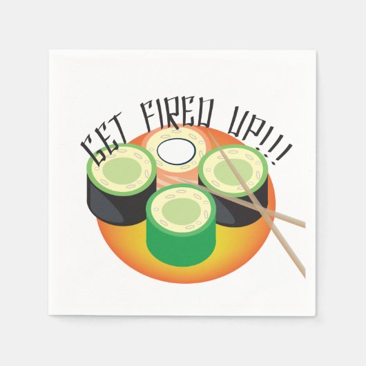 Sushi Party Hibachi Cucumber Chopsticks Pattern Servet (Voorkant)