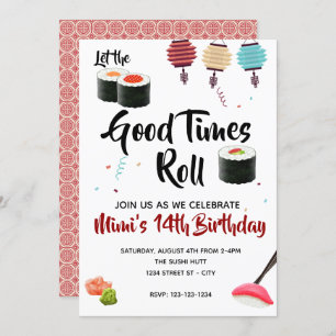 Sushi Party Invite, Birthday Kaart
