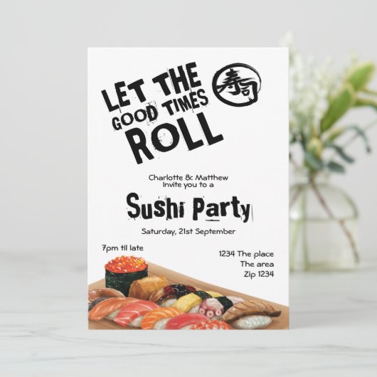 Sushi Party Japanners laten de goede tijden draaie Kaart (Staand voorkant)